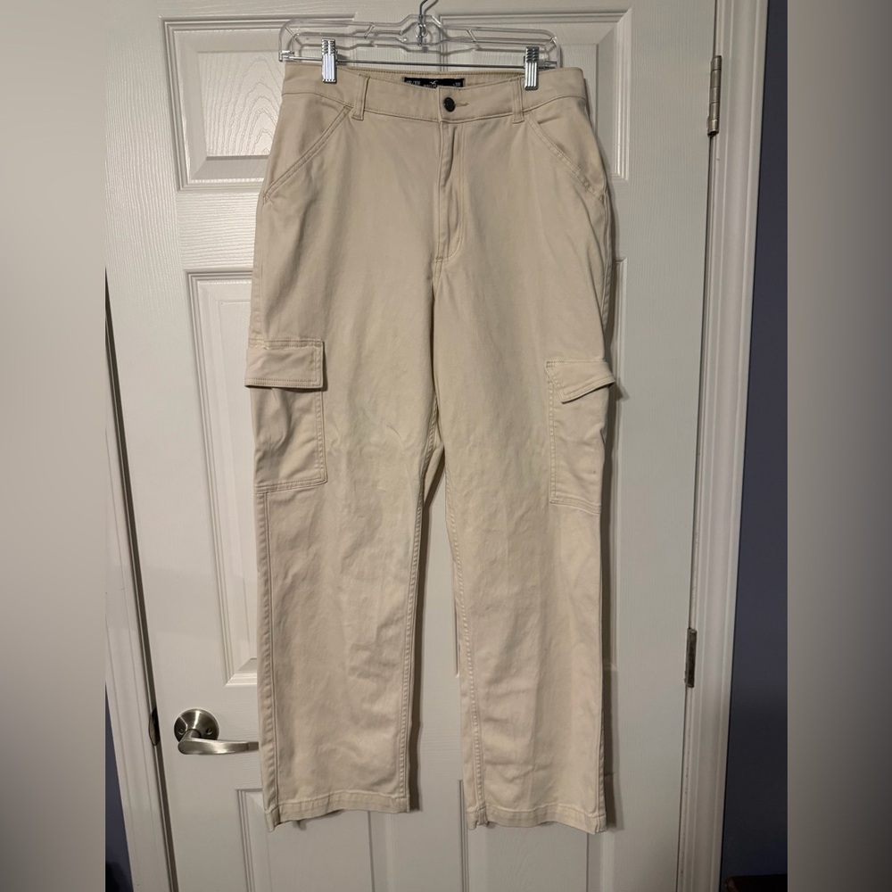 Hollister Women's Cream Wide Leg Cargo Pants